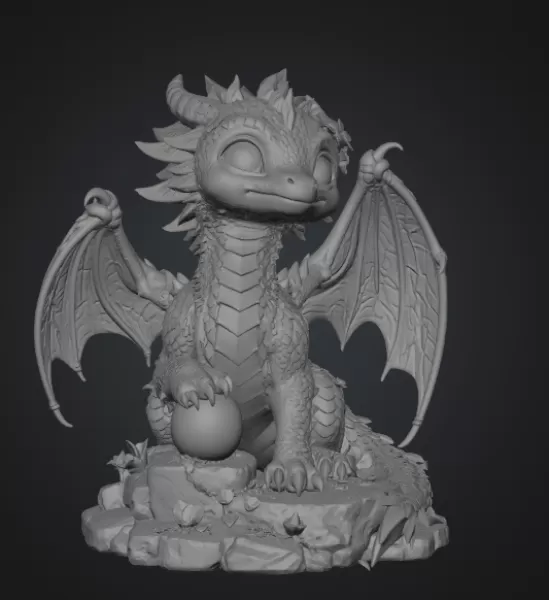 Blossom Baby Dragon STL File for 3D Print - Model preview 11