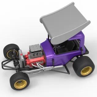 Vintage Winged Supermodified stock car for Dirt Scale 1:25 - Model thumbnail 4