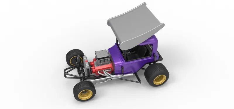 Vintage Winged Supermodified stock car for Dirt Scale 1:25 - Model preview 4