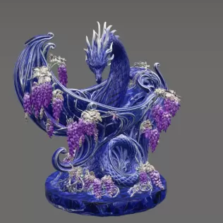 Midnight Wisteria Dragon Bowl STL File for 3D Print - Model thumbnail 10