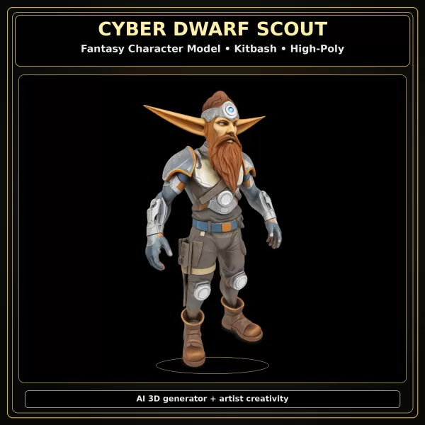 Fantasy Dwarf Warrior Pack – Fantasy Character Model Kitbash - Model preview 12