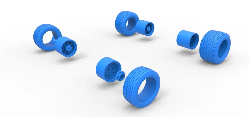 Wheel set of Northeast Dirt Modified stock car V5 Scale 1:25 - Model preview 13