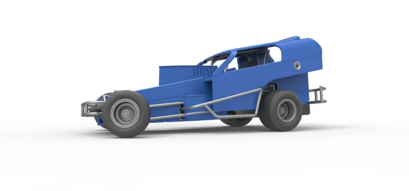 Vintage Dirt Modified stock car Version 2 while turning 1:25 - Model preview 2