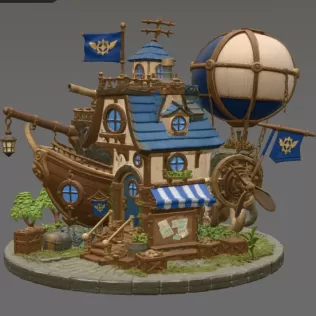 Sky Captain Airship House STL File for 3D Print - Model thumbnail 6