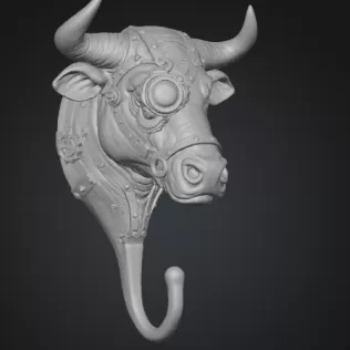 Steampunk Bull Wall Hook