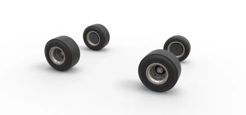 Wheel set of Vintage Asphalt Supermodified V2 Scale 1:25 - Model preview 10