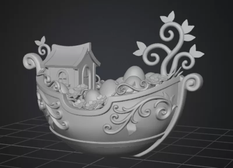 Fantasy Easter Egg Boat STL File– 3D Printable Easter Decoration - Model preview 12