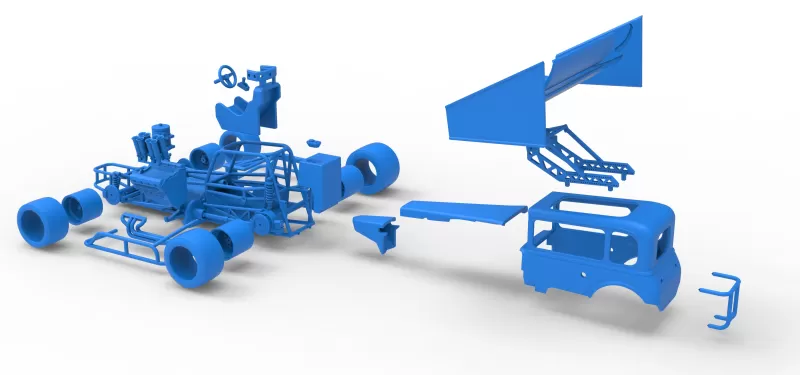 Vintage Winged Supermodified stock car Version 3 Scale 1:25 - Model preview 29