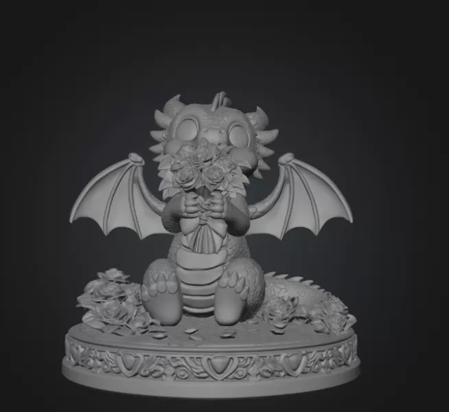 Romantic Dragon STL File for 3D Print - Model preview 8
