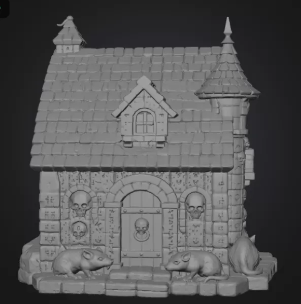 Haunted Fantasy Rat Cottage STL for 3D Printing - Model preview 10