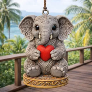 Cute Elephant Pendant — Heart Holding Figurine - Model thumbnail 6