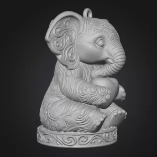 Cute Elephant Pendant — Heart Holding Figurine - Model thumbnail 4