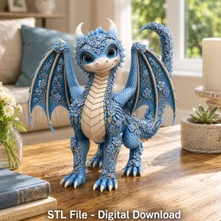 Azure Blossom Dragon STL File for 3D Print - Model thumbnail 4