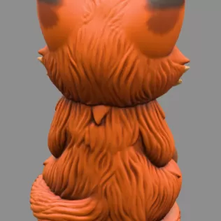 Adorable fox / forest creature figurine holding a heart pendant - Model thumbnail 4