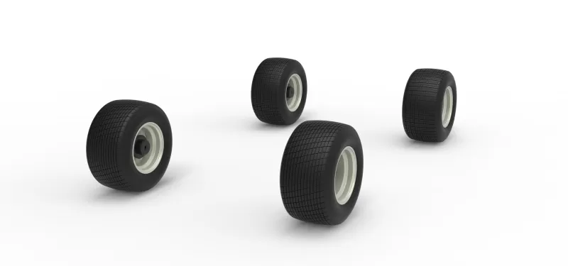 Wheel Set of Vintage Semi-Late Model Stock Car Scale 1:25 - Model preview 2