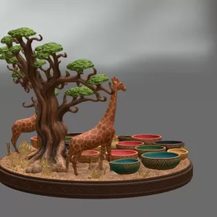 African Savanna Giraffe Bowl Organizer STL File for 3D Print - Model thumbnail 14