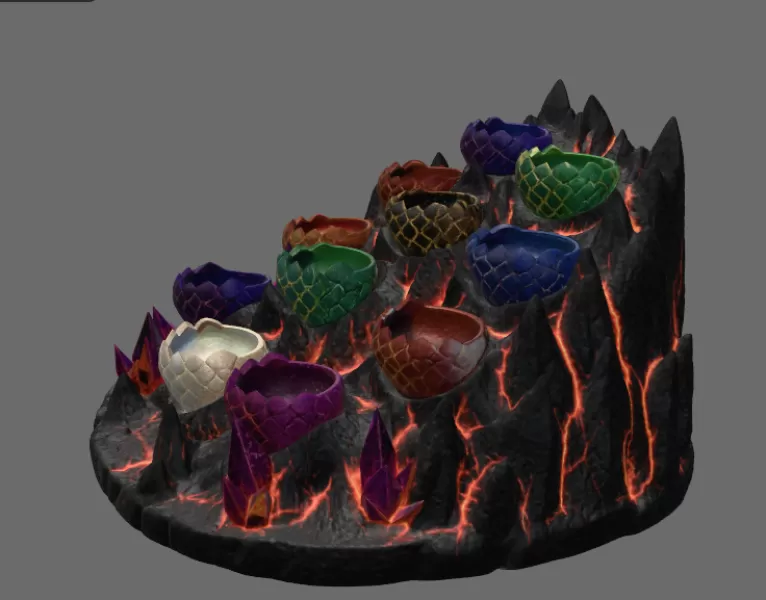 Volcanic Dragon Egg Mountain Organizer STL File for 3D Print - Model preview 9