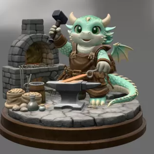 Blacksmith Dragon STL File for 3D Print - Model thumbnail 3