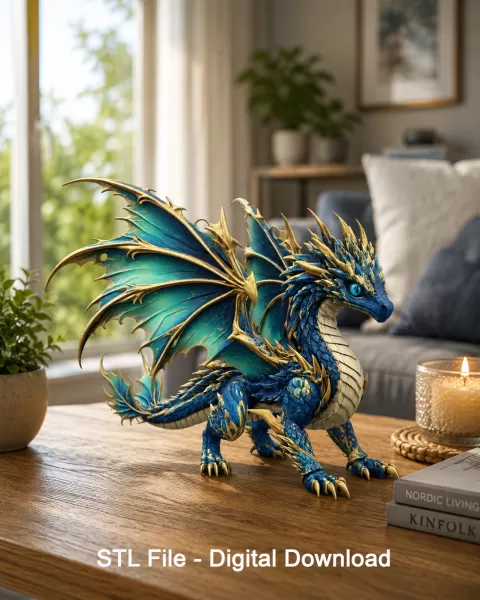 Celestial Tide Dragon STL File for 3D Print - Model preview 2
