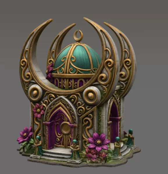 Celestial Moon Temple STL File for 3D Printing - Model preview 3