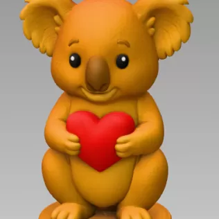 Cute Koala with Heart – 3D Printable STL File - Model thumbnail 3
