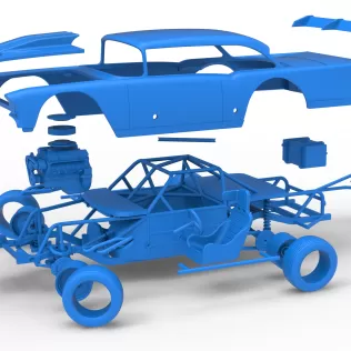 Vintage Dirt Modified stock car V9 while turning Scale 1:25 - Model thumbnail 28