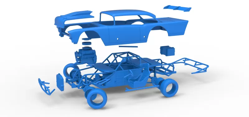 Vintage Dirt Modified stock car V9 while turning Scale 1:25 - Model preview 28