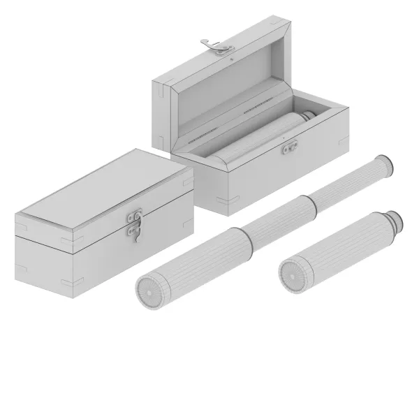 A telescope in a wooden case - Model preview 3