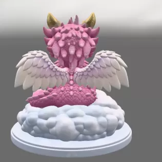 Cute Angel Dragon with Heart STL File 3D Print - Model thumbnail 5