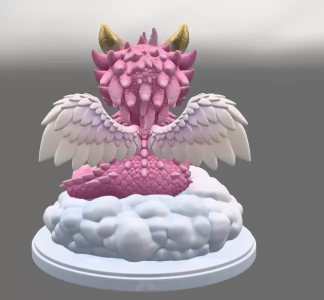 Cute Angel Dragon with Heart STL File 3D Print - Model preview 5