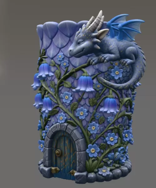Enchanted Dragon Flower Tower Vase - Model preview 8
