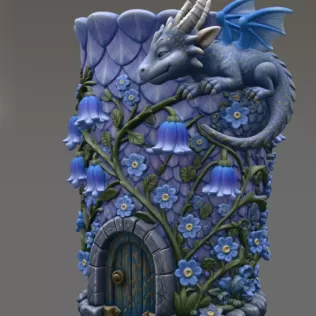 Enchanted Dragon Flower Tower Vase - Model thumbnail 8