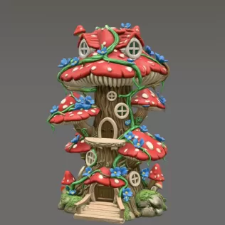 Enchanted Mushroom Village Tower STL File 3D Printable - Model thumbnail 3