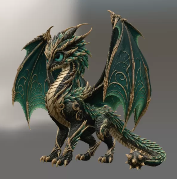 Emerald Crown Dragon STL File for 3D Print - Model preview 5