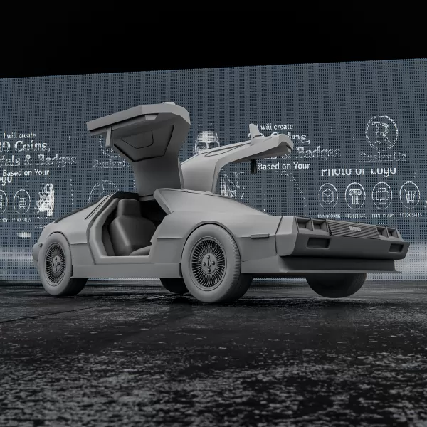 DMC DeLorean with Open Doors – 3D Printable Car Model - Model preview 7