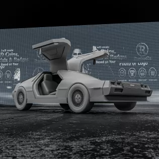 DMC DeLorean with Open Doors – 3D Printable Car Model - Model thumbnail 7