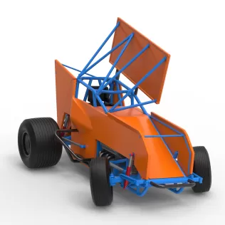 Winged Sprint car Version 2 while turning Scale 1:25 - Model thumbnail 26