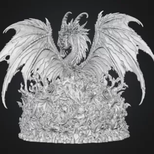 Gothic Halloween Dragon Pumpkin Bowl STL File for 3D Print - Model thumbnail 15