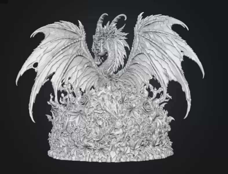 Gothic Halloween Dragon Pumpkin Bowl STL File for 3D Print - Model preview 15