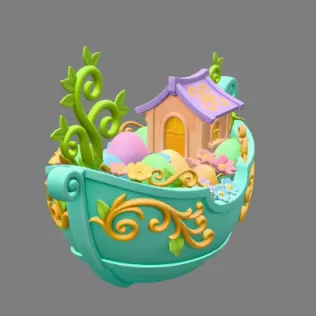 Fantasy Easter Egg Boat STL File– 3D Printable Easter Decoration - Model thumbnail 8