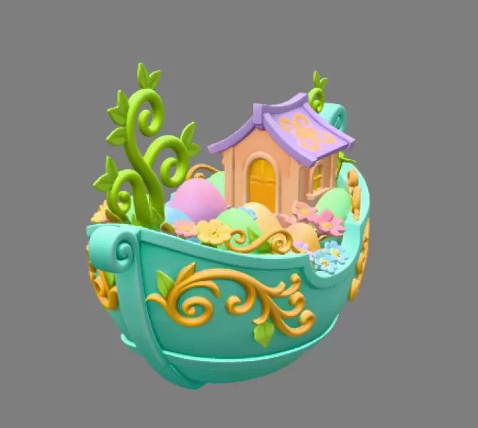 Fantasy Easter Egg Boat STL File– 3D Printable Easter Decoration - Model preview 8