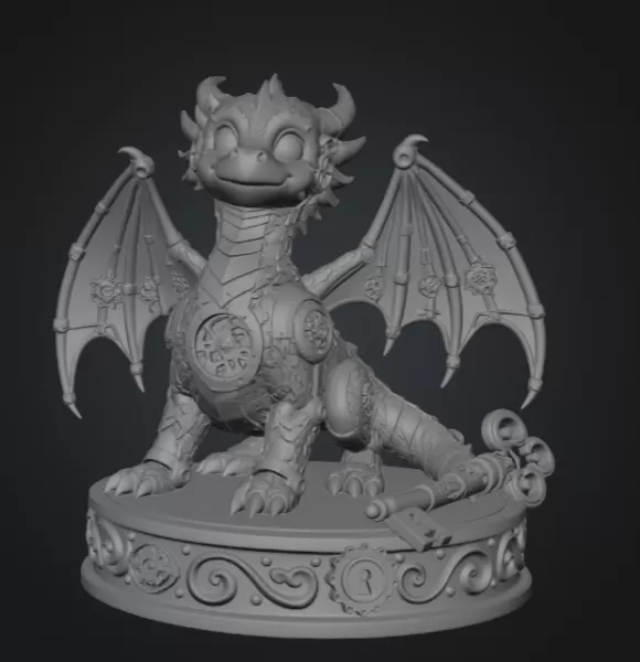 Mechanical Fantasy Dragon STL File for 3D Printing - Model preview 7