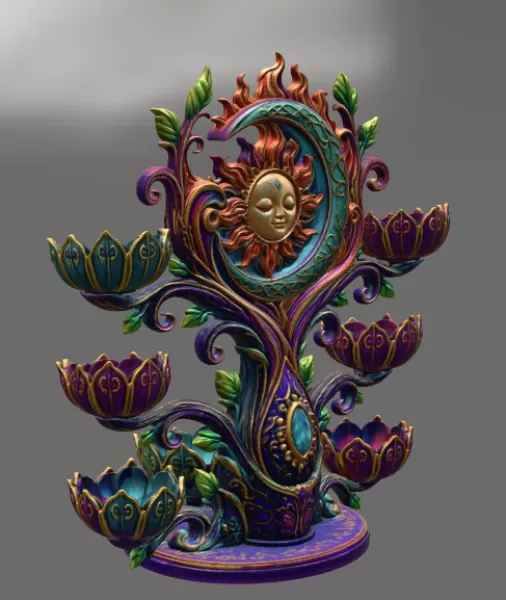 Celestial Sun and Moon Organizer STL File for 3D Print - Model preview 10