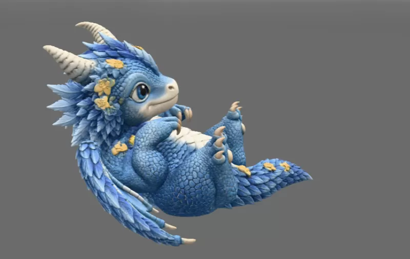 Bluebell Baby Dragon STL File for 3D Print - Model preview 7