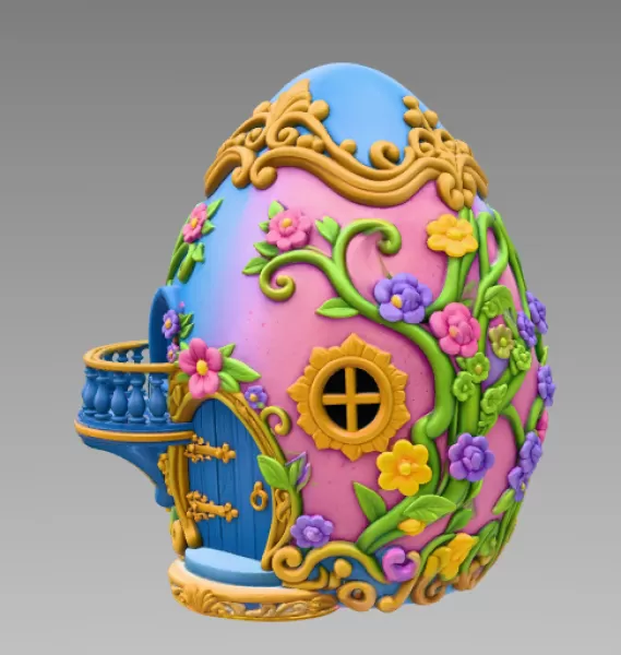 Fantasy Egg House – STL File 3D Printable - Model preview 4