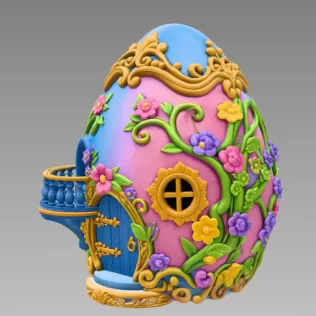 Fantasy Egg House – STL File 3D Printable - Model thumbnail 4