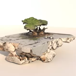Floating stone with bonsai table - Model thumbnail 3