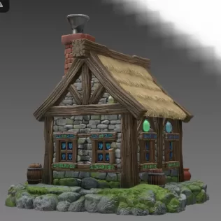 Fantasy Alchemist Cottage STL File for 3D Print - Model thumbnail 6