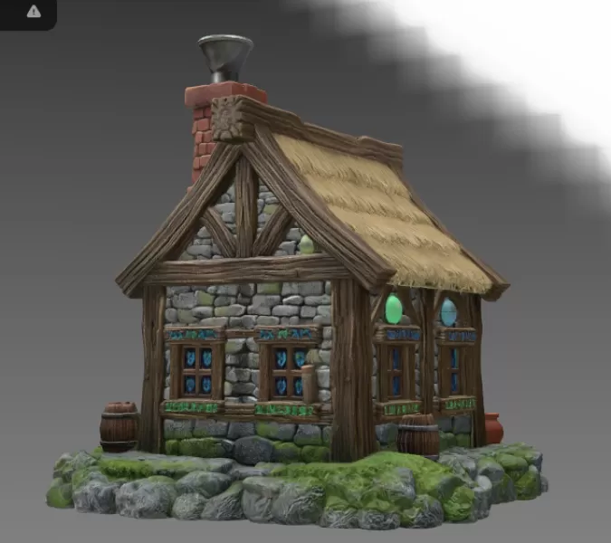 Fantasy Alchemist Cottage STL File for 3D Print - Model preview 6