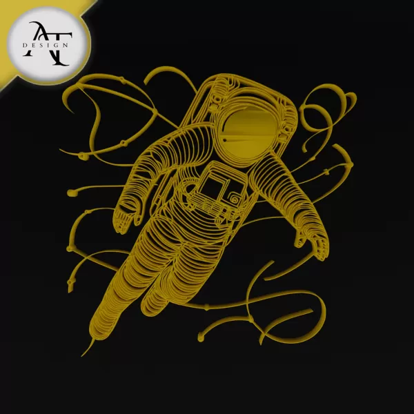 Astronaut - Line Art - 2D Wall Art Decor - Model preview 1